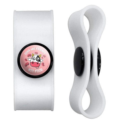GRAPHICS & MORE Cows are Friends Not Food Vegan Vegetarian Funny Humor Headphone Earbud Cord Wrap - Charging Cable Manager - Wire Organizer Set of 2 - Black