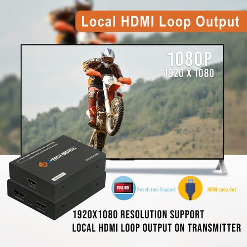 J-Tech Digital HDMI Over Coax Coaxial Daisy Chain Extender 900 FT RG6 / RG7 / RG11 1080p for CCTV, DVR, Cable Set Top Box [JTECH-EXC900]