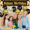 Black Gold Birthday Banner Balloons Decorations, Black and Gold Happy Birthday Yard Banner 18PCS Birthday Confetti Balloons for Boys Girls Men Women Anniversary Birthday Party Supplies Outdoor Decor