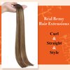 Full Shine U Tip Human Hair Extensions 18inch Keratin Bond Hair Extensions Dark Rooted Hair Extensions Balayage Brown Highlight with Blonde 50g/50s Straight Extensions