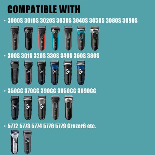 32B Shaver Head for Braun Series 3, Replacement Foil & Cutter Cassette Suitable for Braun Foil Shaver 3000s 3010s 3020s 3030s 3040s 3050cc 3070cc 3080s 3090cc 320 330 340 350cc