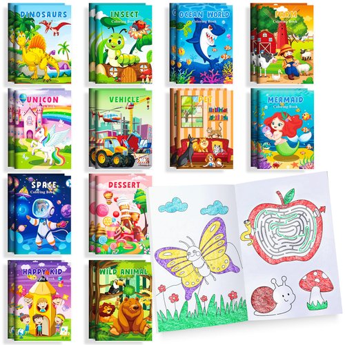BenLouis Coloring Books Party Favors Bulk Mini Coloring Books for Kids Ages 4-8-12 Small Activity Books For Birthday Party Gifts Goodie Bags Stuffers Classroom Travel Activity（24pcs Colorful）