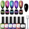 6Pcs Cat Eye Magnet Nail Polish Set, Rainbow Nail Polish Set, Cateye Gel Nail Polish Gift kit, Long Lasting Nail Polish for Women, Liquid Shiny Gel Polish, Bright Color Gel Nail Polish