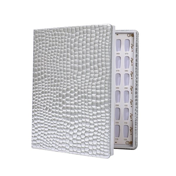 NMKL38 120 Nail Color Chart Display Book for Nail Polish UV Gel Color Cards Nail Salon Tool with False Nail Tips (Silver)