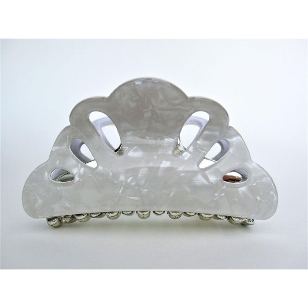 Generic Pearl white and gold acrylic hair claw clamp clip fine thin hair