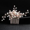 Sppry Bridal Hair Comb - Bendable Pearl Crystal Hair Accessory for Women at Wedding, Rose Gold