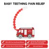 Baby Food Grade Silicone Carrier Vehicle Teether Toy with One Piece Design Pacifier Clip Holder,Teething Pain Relief Toys Gift Set for 3 Months+ Boys and Girls,Freezer Safe,BPA Free. (Fire Truck)