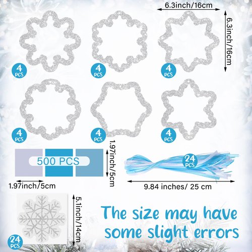 Epakh 24 Sets Snowflakes Craft Kit Snow Tissue Paper Sign Craft Winter Christmas Craft Make Your Own Xmas Tree Hanging Ornament for Holiday DIY Party Home Activities