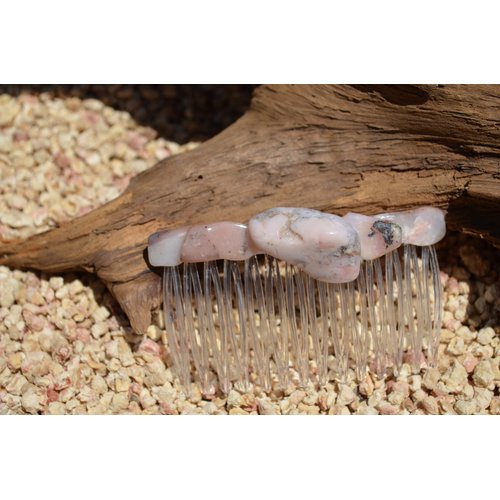 Pink Opal Stone Hair Comb