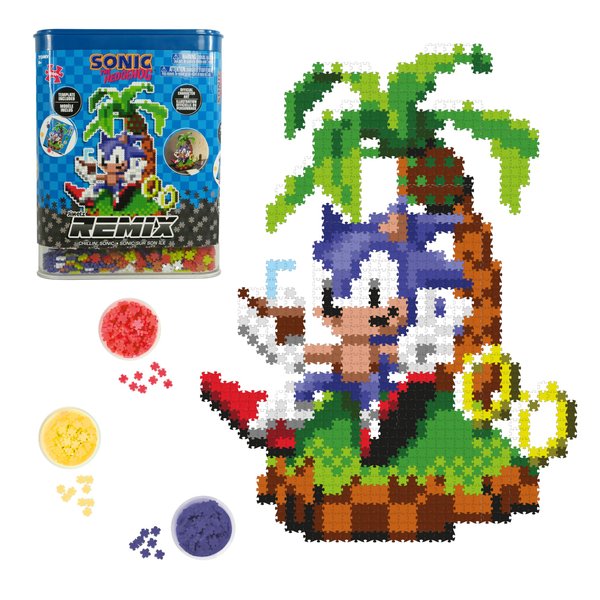 Jixelz Remix Sonic The Hedgehog Craft Kit - Chillin' Sonic - No Heat or Glue Required - STEM Building Toys - Pixel Art for Desk, Bedroom, or College Dorm Room - 1200+ Pieces - Ages 8 Years and Up