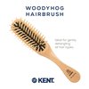 Kent KB Woodyhog Travel Size Detangling Brush Beech-wood Travel Brush, Firm Rounded Wooden Bristles, Natural Cushion Detangler Wooden Hair Brush for Women Men and Kids Everyday Care, Made in England