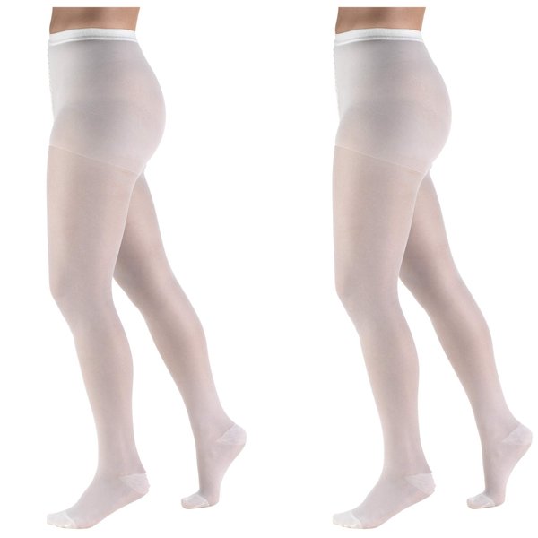 Truform 1775, Women's Sheer Compression Pantyhose, 15-20 mmHg, Medium, White, (Pack of 2)