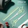Hair Cutting Scissors Thinning Shears and Comb Set, 2 Pack 6 inch Professional Stainless Steel Barber Scissors with Sharp Blades and 1 Pack Comb for Men Women Kids and Pets Hair - Green
