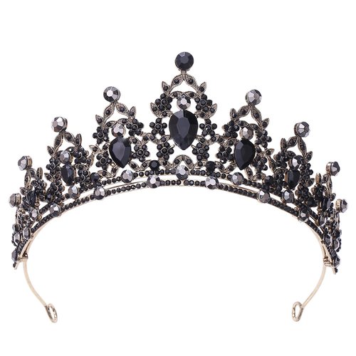 LKBBC Black Crown, Crystal Mermaid Birthday Fairy Crown,Princess Sweet 16 Quinceanera Queen Tiara Headband