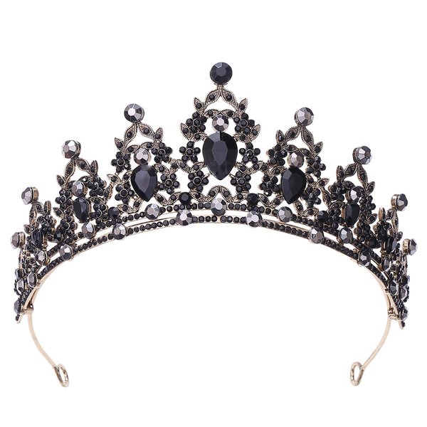 LKBBC Black Crown, Crystal Mermaid Birthday Fairy Crown,Princess Sweet 16 Quinceanera Queen Tiara Headband