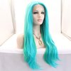 Sylvia 24' Blue Mixed Green Wig for Women Long Natural Straight Curly Wavy Hair Wig Synthetic Lace Front Wigs Middle Parting 180% Density Fiber Hair for Daily Party Cosplay for Woman…