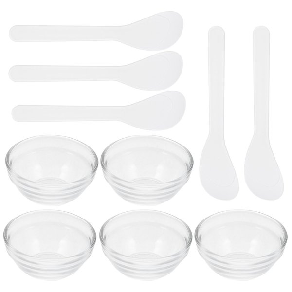 Beaupretty Esthetician Bowl Set Glass Facial Mask Making Bowl Spa Diy Mixing Stirring Bowls Accessory With Stick Spatula