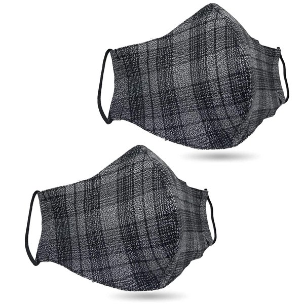 2 PCS USA Cloth Face Mask, 100% Cotton Adult Face Mask, Double Layers Filter Pocket and Nose Strip for a higher level of protection, Reusable & Machine Washable - Made in USA