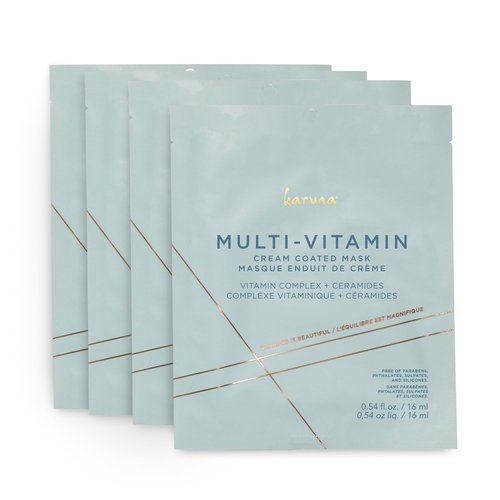 Karuna Skin - MULTI-VITAMIN Face Masks Skincare Must-Have, Cream-Coated Vitamin-Rich Collagen Mask, Facial Masks, Face Mask Set 4 Sheets per Pack