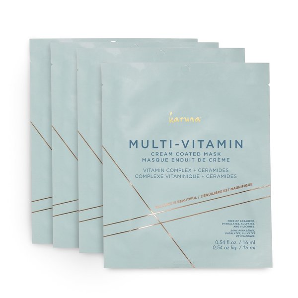 Karuna Skin - MULTI-VITAMIN Face Masks Skincare Must-Have, Cream-Coated Vitamin-Rich Collagen Mask, Facial Masks, Face Mask Set 4 Sheets per Pack