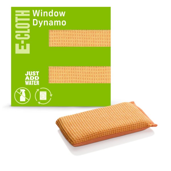 E-Cloth Window Dynamo, Premium Microfiber Glass and Window Cleaner Sponge, Great for Shower Glass Doors, Indoor & Outdoor Windows and Car Windshield, Washable and Reusable, 100 Wash Guarantee, 1 Pack