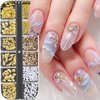 Jremg Summer Nail Charms 3D Nail Steel Studs Summer Metal Nail Art Charms Seashell Starfish Gold Nail Rhinestones Nail Gems Pearls Ocean Theme Designs Nail Supplies for Women Manicure DIY 12 Grids
