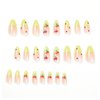 Hkanlre Almond Press on Nails Medium Cherry Fake Nails Acrylic French Green False Nails Glossy Full Cover Nails for Women and Girls 24PCS