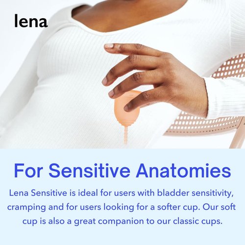 Lena Sensitive Menstrual Cup | Soft Reusable Beginner Period Cup | 12h Wear | Tampon, Pad, and Period Disc Alternative | Feminine Care Hygiene Products (Clear, Small)