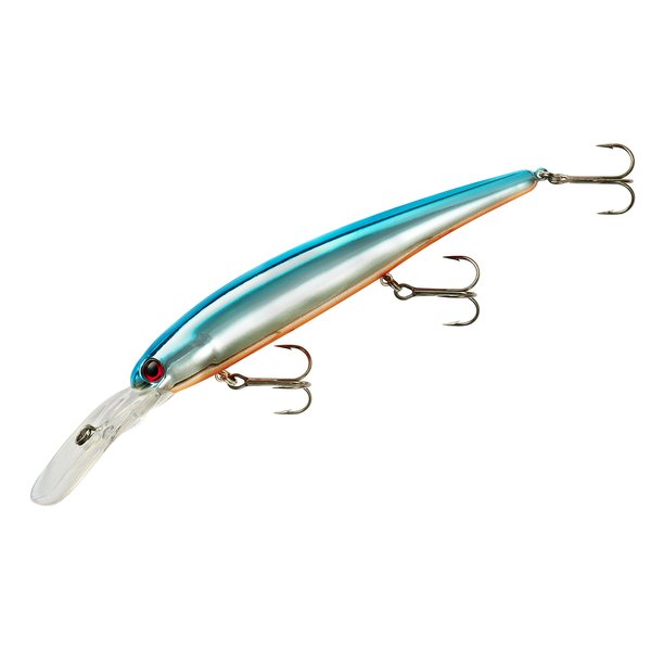 Band-It Walleye Deep Minnow Jerkbait Fishing Lure, Fishing Accessories, Dives ro 27-feet Deep, 4 3/4', 5/8 oz, Chrome Blue Back, (BDTWBD232)