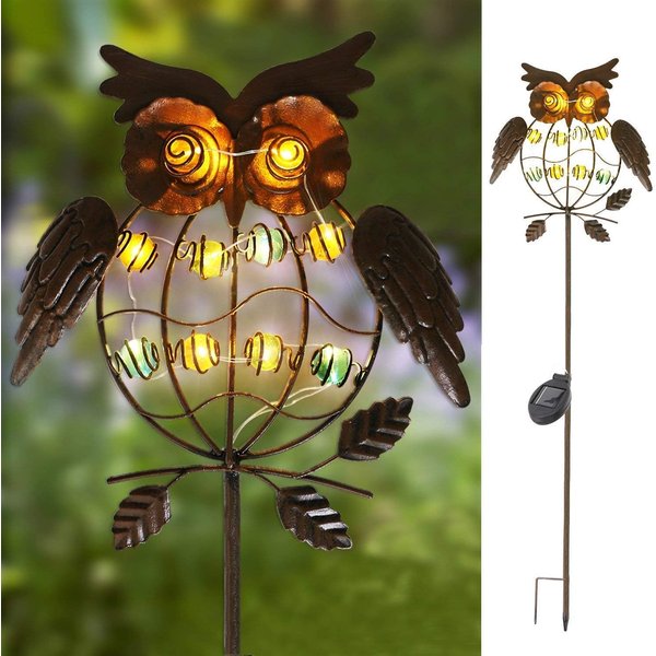 TAKE ME Owl Garden Solar Lights Outdoor, Solar Powered Stake Lights Mothers Day Gifts Mom Wife Grandma - Metal OWL LED Decorative Garden Lights for Walkway,Pathway,Yard,Lawn (Bronze)