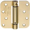 Dynasty Hardware 4 inch Spring Loaded Door Hinge Self Closing with 5/8" Radius Corners, Satin Brass - Pack of 2 Hinges