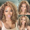 Julia Hair Highlight Honey Blonde Curly Human Hair Bundles 12A Brazilian Curly Human Hair Weave TL412 Color Sew in Hair Extensions Jerry Curly Hair 3 Bundles 10 12 14Inch