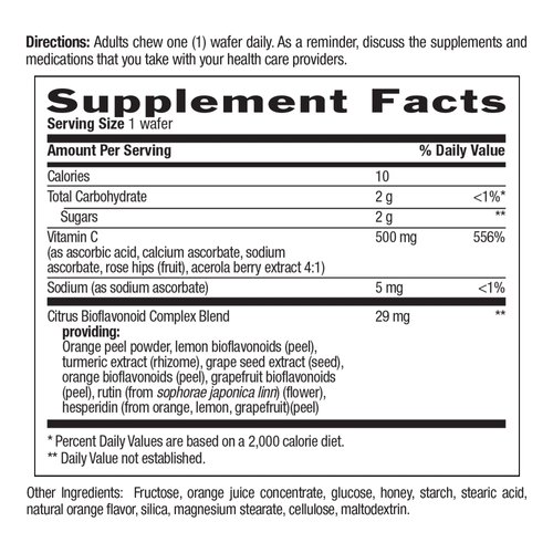 Country Life Chewable Vitamin C, Supports Immune Health, 500mg, 90 Wafers, Certified Gluten Free