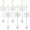 6 Pieces Winter Snowflake Painting Kits Double Sided Painting Suncatchers Wind Chimes Hanging Diamond Accessories for Kids DIY Crafts Christmas Home Windows Decoration