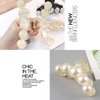 Pearl Hair Claw Elegant Big Pearl Hair Claw Clips for Women and Girls Geometric Pearl Rhinestone Strong Non-Slip Hold Hair Jaw White Acetate Hair Claws Clips Accessories for Thick and Thin Hair