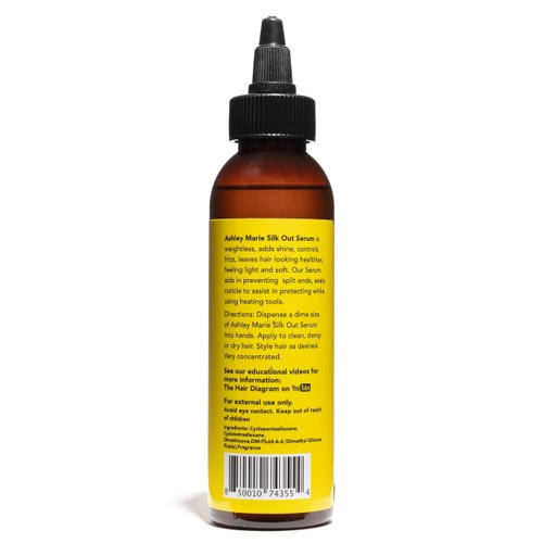 The Hair Diagram - Ashley Marie Silk Out Serum with Frizz Control - Natural Ingredients - Strengthening Hair Serum - High Shine & Heat Protectant Formula - Color Safe - Paraben & Sulfate Free - 4oz