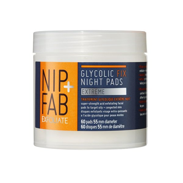 Nip + Fab Glycolic Acid Night Face Pads with Salicylic and Hyaluronic Acid, Exfoliating Resurfacing AHA Facial Pad for Exfoliation Even Skin Tone Blemish Control Pigmentation, 60 Pads, 2.7 Ounce