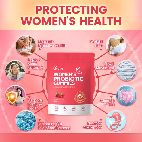 VivoNu Vaginal Probiotics for Women, Feminine Balance pH Gummies for Healthy Odor, Yeast Balance & Flora + Vitamin C for Immune Support -60 Cranberry Gummies