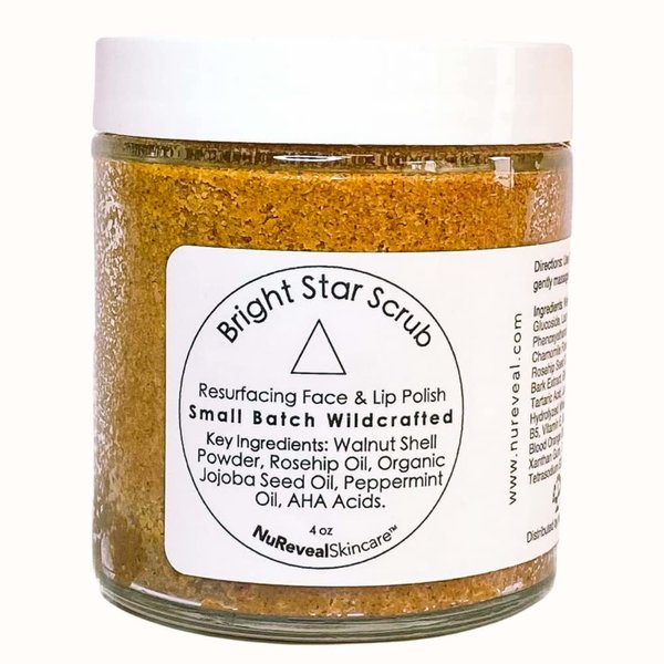 NuReveal Bright Star Scrub Face and Lip Polish – Provides Radiant and Hydrated Skin, Natural and Sulfate-Free, Minimizes Scars, Vegan and Cruelty Free – Designed for Sensitive Skin