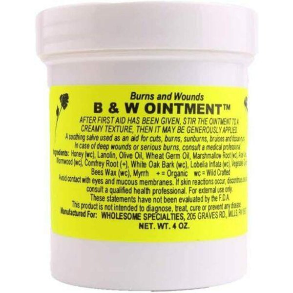 Konvalia Naturals B&W Ointment - Burn and Wound Ointment - Amish Made Burn Salve - 100% Natural Burn Cream (New Label) - 4 oz