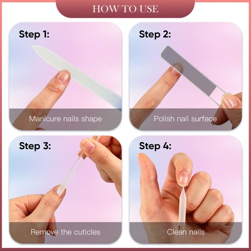 Lanties 5 Pcs Glass Nail File Set Callus Remover Foot Rasp Manicure Tool Include 2 Crystal Glass Nail File 1 Cuticle Pusher 1 Glass Foot File 1 Nano Nail Shiner Nails Buffer Polisher