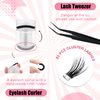 Self Adhesive Lash Clusters Kit Flu-ffy 8-16mm No Glue Lashes Press On Lashes, 60 Pcs Glueless DIY Eyelash Extensions Kit Pre Bonded Lash Clusters with Eyelash Curler and Lash Tweezers(No Glue FD27)