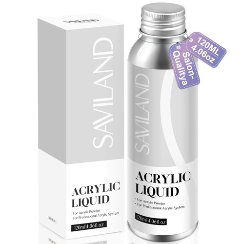 Saviland Professional Acrylic Liquid - 4.06fl oz Non-Yellowing Acrylic Nail Liquid for Acrylic Application DIY Long-lasting Acrylic Nails Carving Nail Extension at Home Salon Use