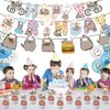 50Pcs Cat Theme Birthday Party Decorations,Party Supplies Include Banner, CakeToppers, Cupcake Toppers, Balloons,Hanging Swirls,Party Supplies Set