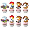 40pcs Cartoon Story Cupcake Toppers 3rd Birthday Decorations for Boys Girls 3rd Birthday Party Supplies