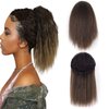 10inch Short Kinky Straight Ponytail Afro Clip in Hair Extensions Ponytail Warp Around Natural Puffing Ponytail (Black to Auburn brown)