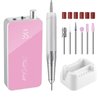 Makartt Electric Nail Drill Professional Portable Efile Kit Rechargeable 35000RPM with Coreless Motor Manicure Nail Drill Machine Nouvella for Acrylic Gel Nails with Drill Bits Set Pink