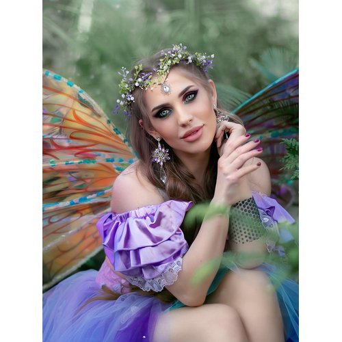 SWEETV Fairy Flower Leaf Crowns for Women Elven Princess Tiara Elf Headpiece for Cosplay Halloween Costume Photoshoot Wedding