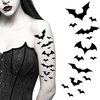 Tatodays Bat halloween temporary tattoos paper transfer sticker black flying vampire vampiress bats women men adults kids body art makeup cosplay festivals parties (Bats)