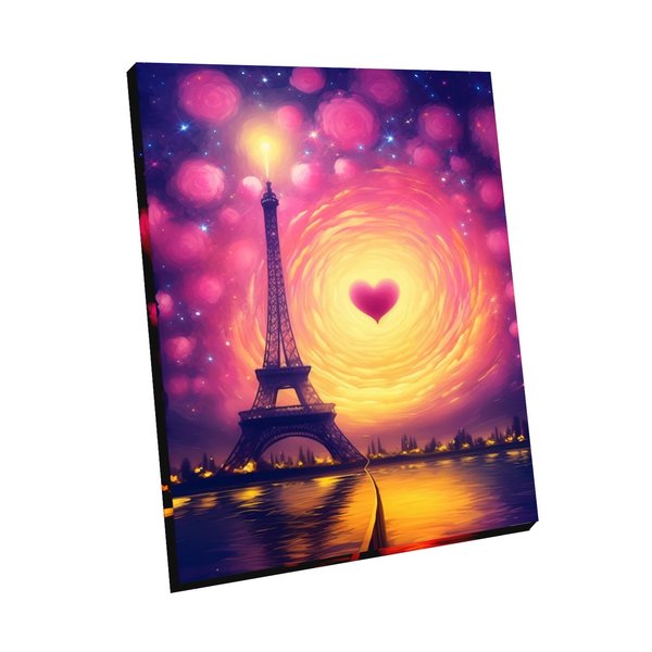 Maomaomi Wooden Framed Paint by Numbers DIY Acrylic Painting Kit for Kids & Adults Beginner – 16" Wx12 L The Dream Eiffel Tower Pattern